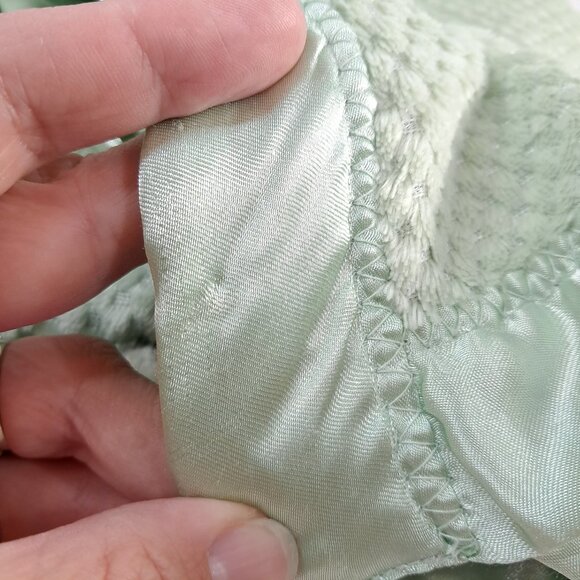 Bright Future Baby Blanket Satin Trim edge sage Green waffle plush soft Vintage - Picture 5 of 8
